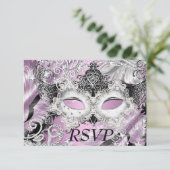 Silver Lilac Sparkle Masquerade Party UAWG Einladung (Stehend Vorderseite)