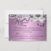 Silver Lilac Sparkle Masquerade Party UAWG Einladung (Rückseite)