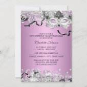 Silver Lilac Sparkle Masquerade Quinceanera Einladung (Rückseite)