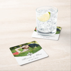 Silver Lilie Foto Wedding Paper Untersetzer