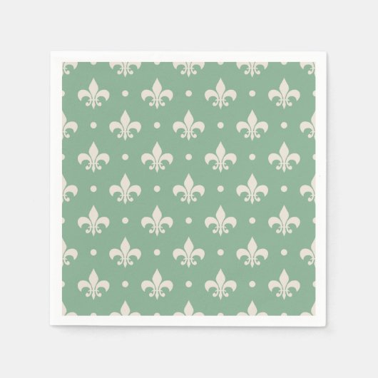 Silver Lilie Muster auf grünem Hintergrund Serviette (Vorderseite)