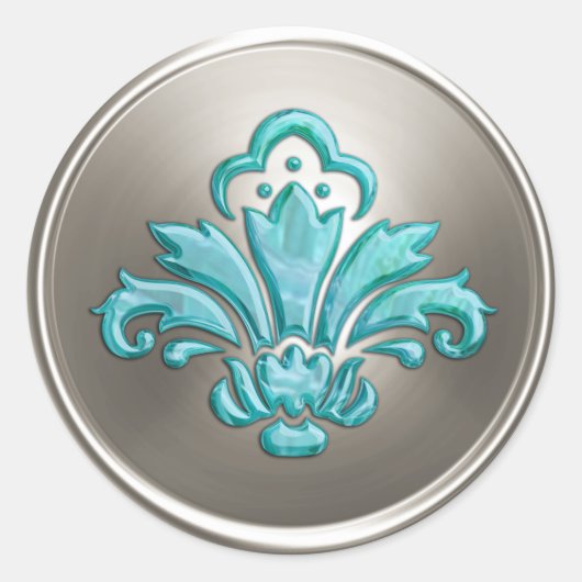 Silver Lilie Umschlag Aufkleber Embossed Look (Vorderseite)