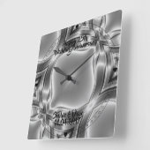Silver Lines 25. Silver Wedding Anniversary Quadratische Wanduhr (Winkel)