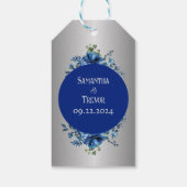 Silver Lining Blooms: Personalisierte blaue Petals Geschenkanhänger (Rückseite)