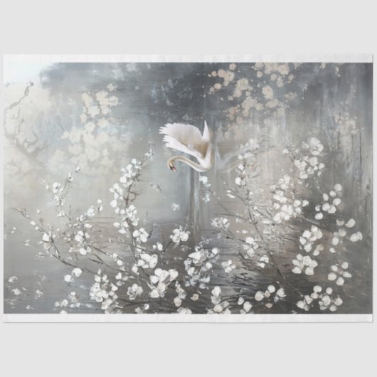 Silver Lining Ethereal Parisian Swan Scene Seidenpapier (Vorderseite)