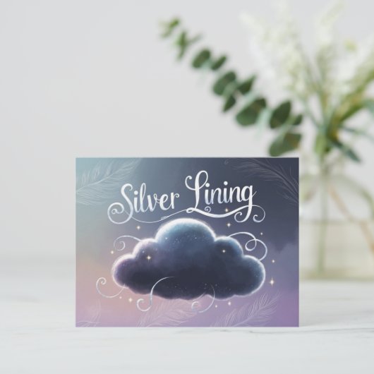 Silver Lining Wolke gemalt Postkarte (Stehend Vorderseite)