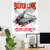 Silver Link LNER Class A4 2509 Locomotive UK flag Poster (Heimbüro)