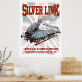 Silver Link LNER Class A4 2509 Locomotive UK flag Poster (Küche)