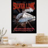 Silver Link LNER Class A4 2509 Locomotive UK flag Poster (Küche)