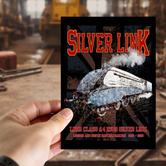 Silver Link LNER Class A4 2509 Locomotive UK flag Postkarte