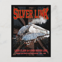 Silver Link LNER Class A4 2509 Locomotive UK flag Postkarte