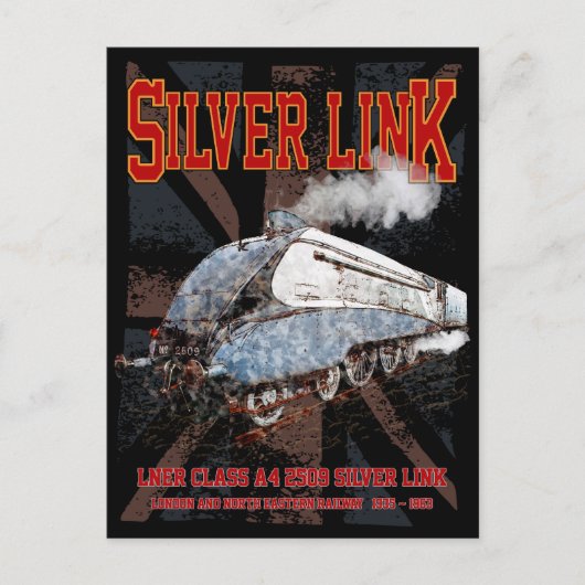 Silver Link LNER Class A4 2509 Locomotive UK flag Postkarte (Vorderseite)