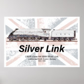 Silver Link LNER Class A4 Locomotive profile flag Poster (Vorne)