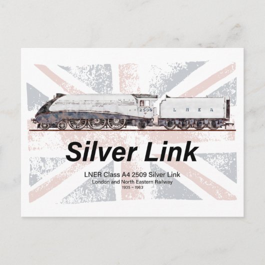 Silver Link LNER Class A4 Locomotive profile flag Postkarte (Vorderseite)