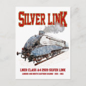 Silver Link - LNER Klasse A4 2509 Dampfzug Loco Postkarte (Vorderseite)