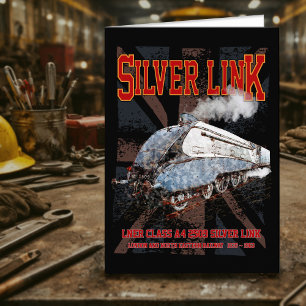 Silver Link LNER Klasse A4 2509 Lokomotive UK-Flag Dankeskarte