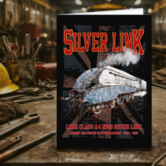 Silver Link LNER Klasse A4 2509 Lokomotive UK-Flag Dankeskarte