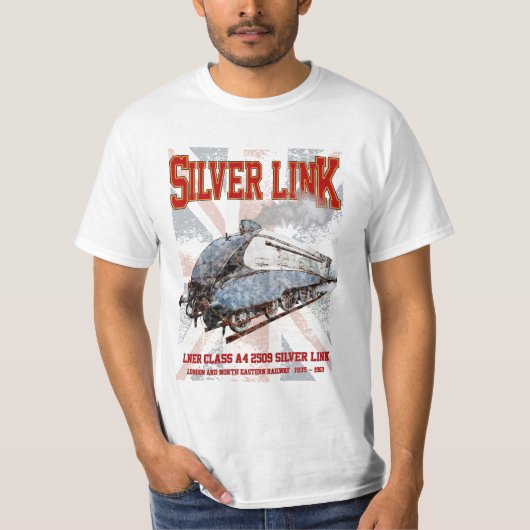 Silver Link LNER Klasse A4 2509 Lokomotive UK-Flag T-Shirt (Vorderseite)