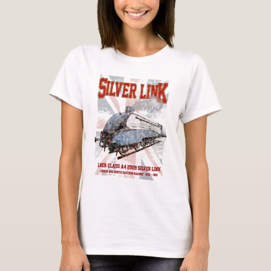 Silver Link LNER Klasse A4 2509 Lokomotive UK-Flag T-Shirt (Vorderseite)
