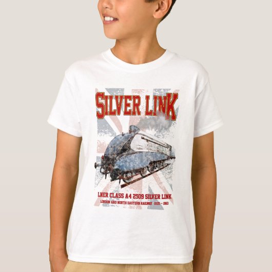 Silver Link LNER Klasse A4 2509 Lokomotive UK-Flag T-Shirt (Vorderseite)