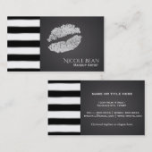 Silver Lips Glam Chic Beauty Salon Makeup Visitenkarte (Vorne/Hinten)