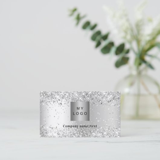 Silver Logo QR Code Visitenkarte (Stehend Vorderseite)