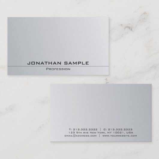 Silver Look Anspruchsvoller Schlichter Trendy Visitenkarte (Vorne/Hinten)