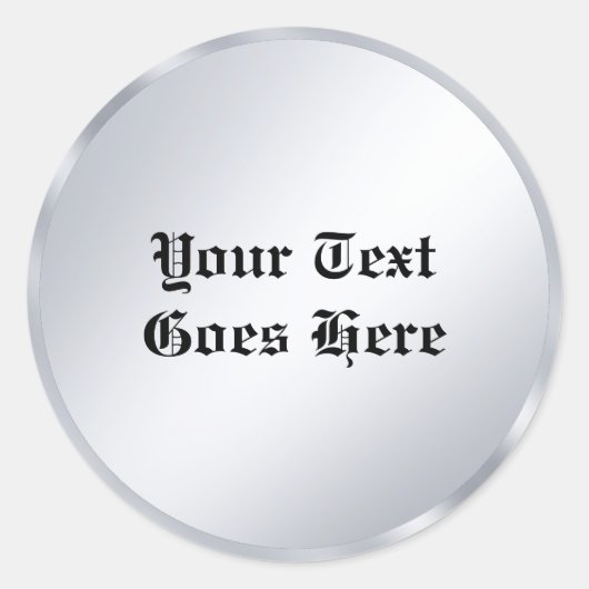 Silver Look Classic Text Calligraphy Runder Aufkleber (Vorderseite)