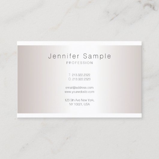 Silver Look Creative Minimalistisch Schlicht Trend Visitenkarte (Vorderseite)