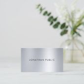Silver Look Design Moderne Elegante Schlicht Visitenkarte (Stehend Vorderseite)