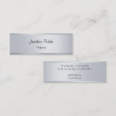 Silver Look Elegante handgeschriebene Skriptvorlag Mini Visitenkarte (Vorne/Hinten)