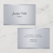 Silver Look Elegante handgeschriebene Skriptvorlag Visitenkarte (Vorne/Hinten)