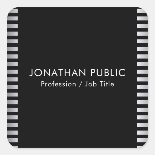 Silver Look Elegante Moderne Vorlage Custom Quadratischer Aufkleber (Vorderseite)