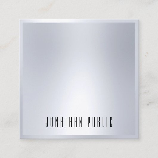 Silver Look Elegante Moderne Vorlage glamourös Quadratische Visitenkarte (Vorderseite)