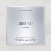 Silver Look Elegante Moderne Vorlage glamourös Quadratische Visitenkarte (Rückseite)