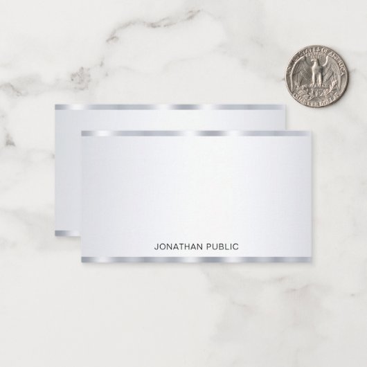 Silver Look Elegante Personalisierte Vorlage (Vorderseite/Rückseite Beispiel)