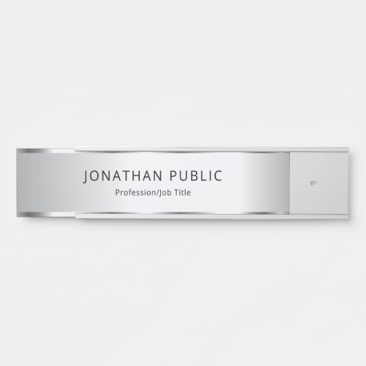 Silver Look Eleganter Moderner Glamour Template Türschild (Vorderseite )