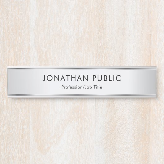 Silver Look Eleganter moderner Template-Kunde Türschild (Vorderseite )