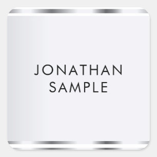 Silver Look Glamour Elegantes modernes Template Quadratischer Aufkleber