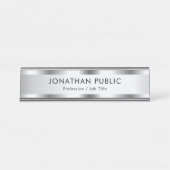 Silver Look Glamour personalisieren Elegant Modern Schreibtischnamensplakette (Vorderseite )
