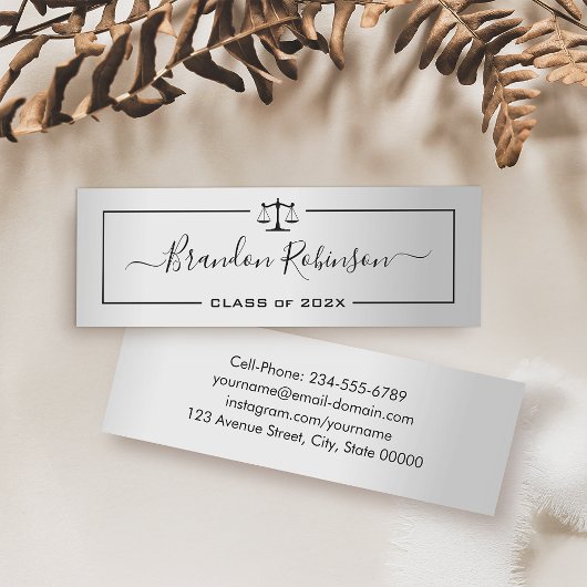 Silver Look Justice Scales Law School Abschluss Mini Visitenkarte