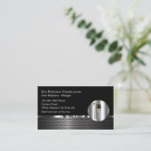 Silver Look Konstruktion Glossy Construction Visitenkarte (Stehend Vorderseite)