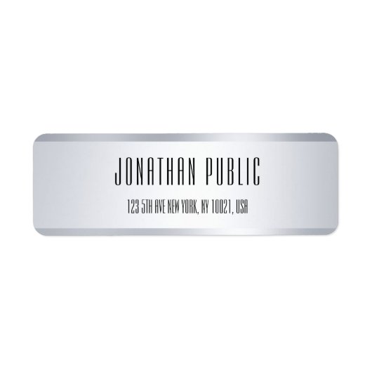 Silver Look Minimalistisch Template Rücksendeadres (Vorne)