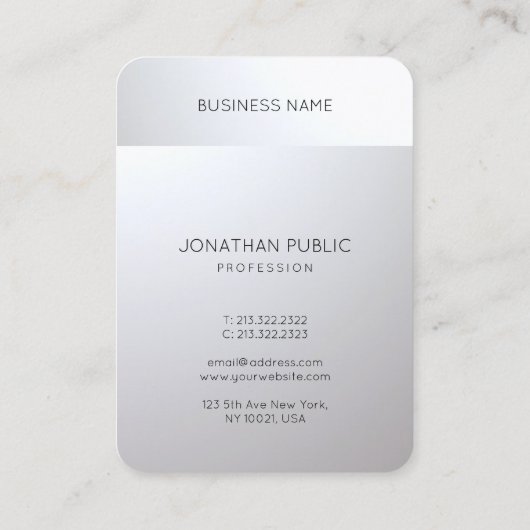 Silver Look Moderne Elegante Beruflich Mighty Visitenkarte (Rückseite)