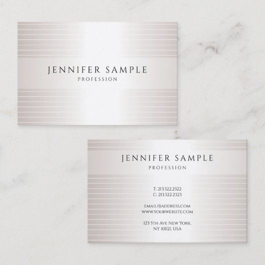 Silver Look Modernes, einfaches elegantes, trendig Visitenkarte (Vorne/Hinten)