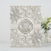 Silver Look Swirl Herz Elegante Einladung Hochzeit (Stehend Vorderseite)