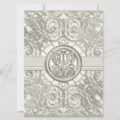 Silver Look Swirl Herz Elegante Einladung Hochzeit (Vorderseite)