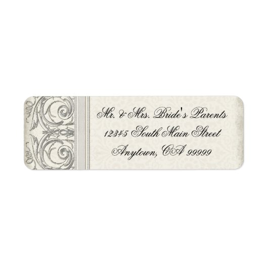 Silver Look Swirl Herz Elegante Hochzeitadresse (Vorne)