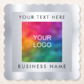 Silver Look Template Custom Add Company Logo hier Untersetzer (Vorderseite)
