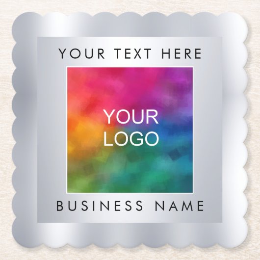 Silver Look Template Custom Add Company Logo hier Untersetzer (Vorderseite)